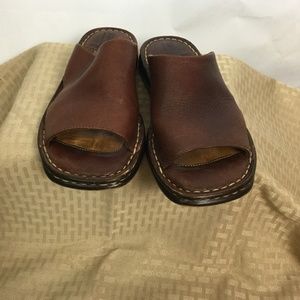 Born Brown Leather Slides 6M Handcrafted Footwear